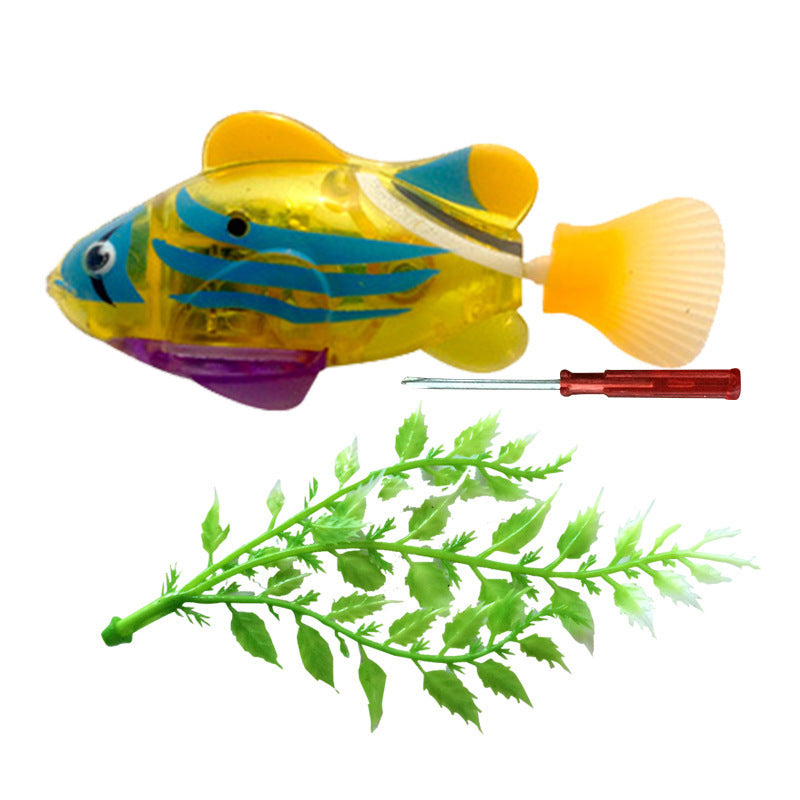Electronic Cat Toys Featuring Pet Fish with LED Light and Grass Elements